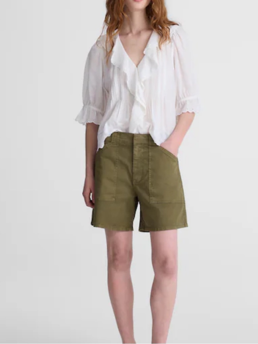 NWT Madewell Women's Relaxed Fatigue Shorts Woven Cotton Distant Grove